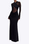 Gillian - Vestido largo elegante de malla transparente con entrecruzamiento para mujer