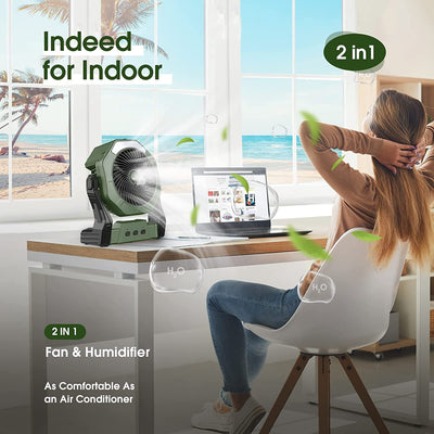 Ventilador nebulizador portátil de 8 pulgadas y 10 000 mAh, batería recargable