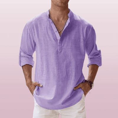 Corte relajado – Henley de lino para hombre