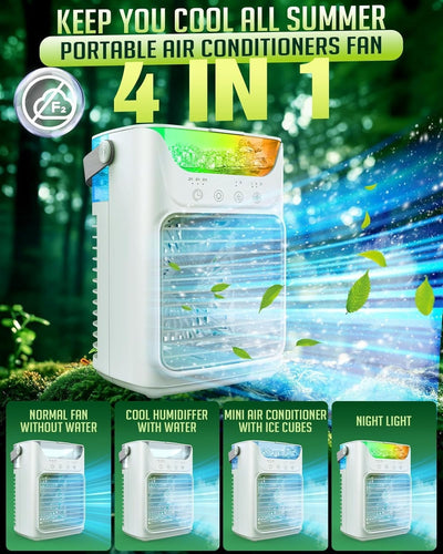 Ventilateur portable avec 3 vitesses et éclairage LED coloré