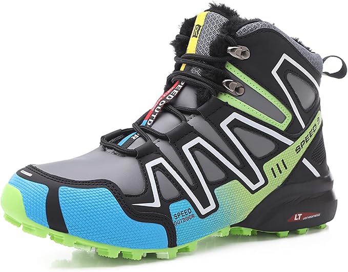 Chaussure de randonnée imperméable multicolore pour homme, design moderne avec semelle antidérapante, idéale pour activités extérieures et sport.