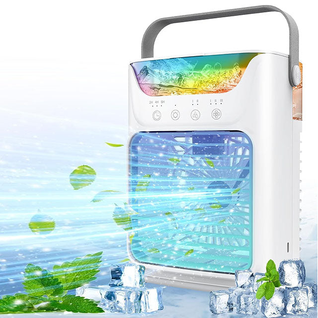 Ventilateur portable avec 3 vitesses et éclairage LED coloré
