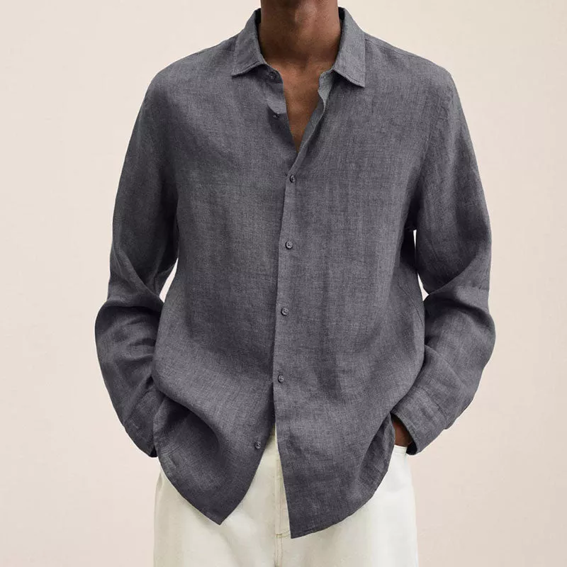 Noah | Camisa casual de lino con cuello vuelto