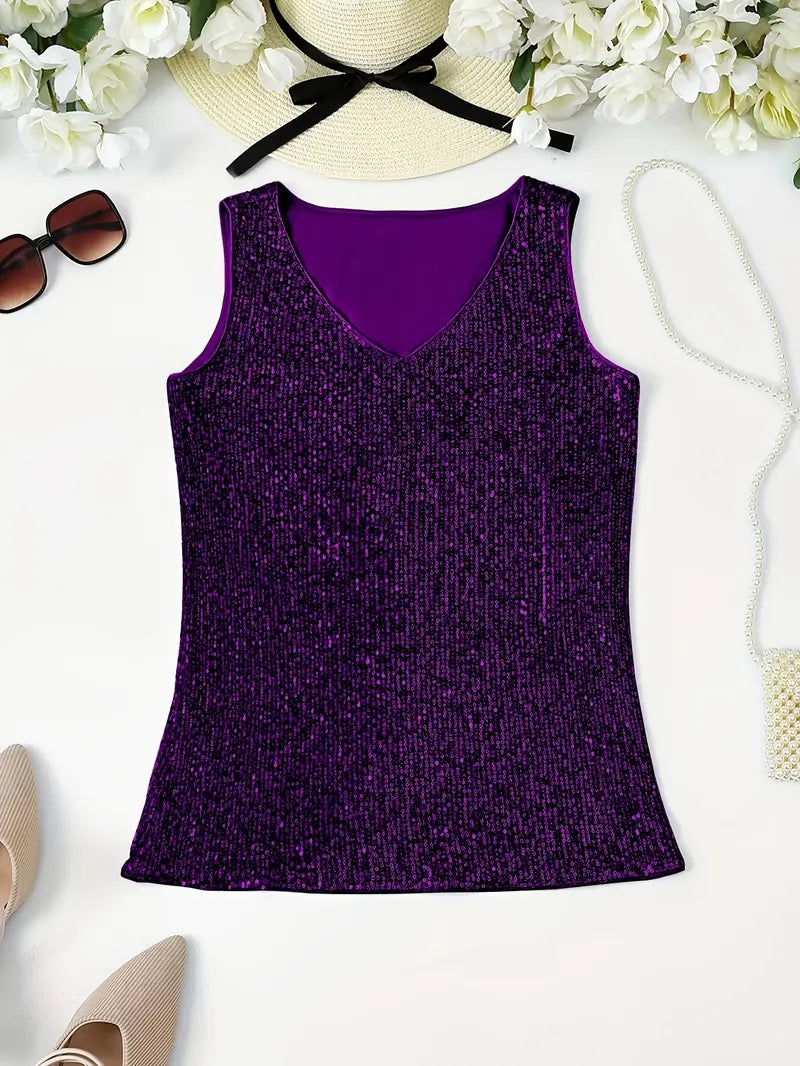 HAWA | Top con scollo a V e paillettes