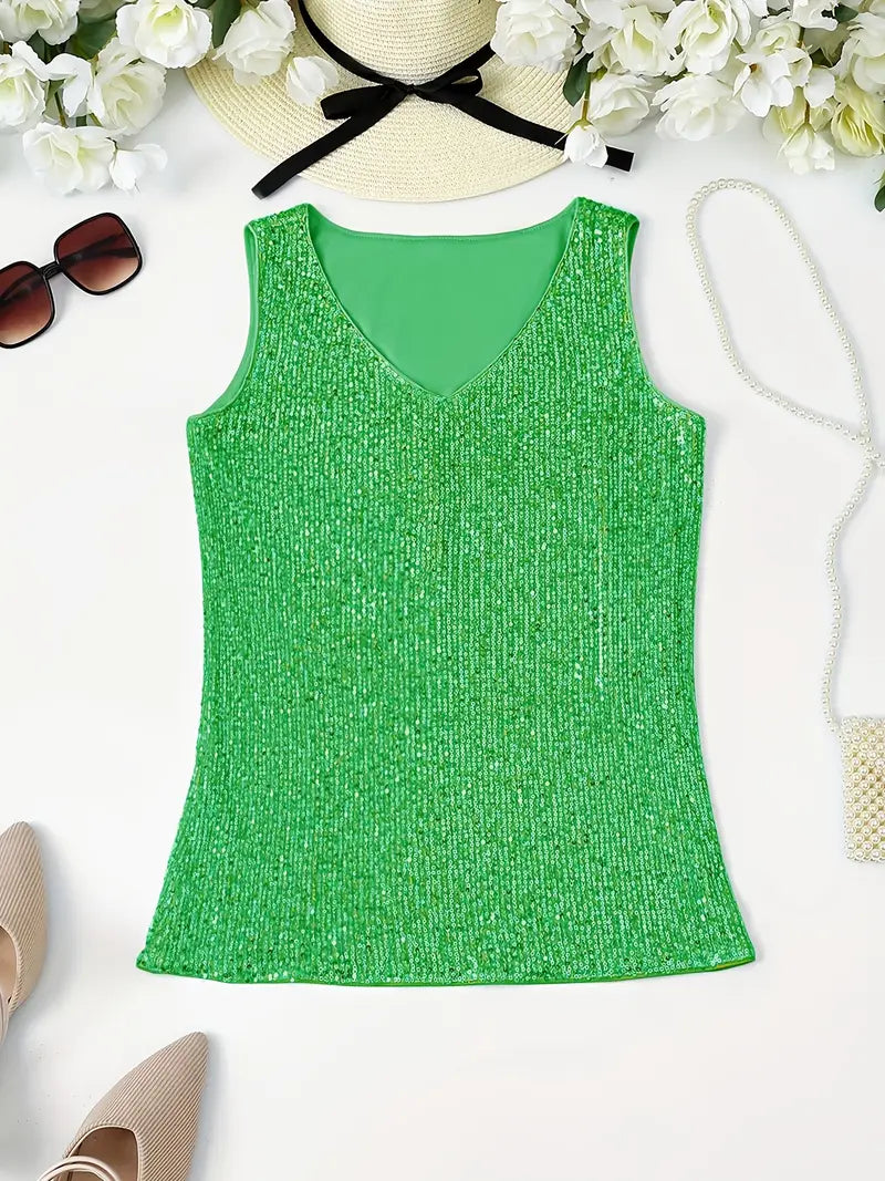 HAWA | Top con scollo a V e paillettes