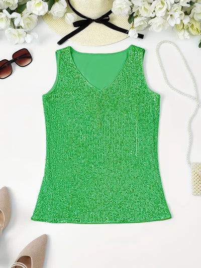 HAWA | Top con scollo a V e paillettes