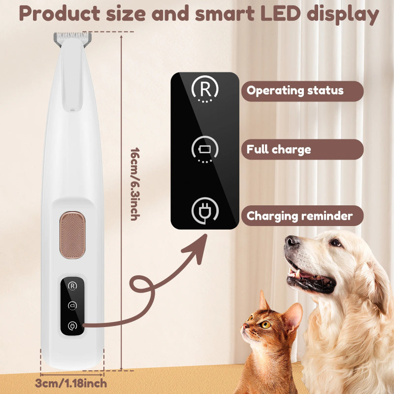 Tondeuse étanche pour chiens et chats avec lumière LED et lame large en acier inoxydable