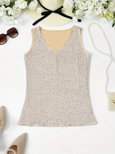 HAWA | Top con scollo a V e paillettes