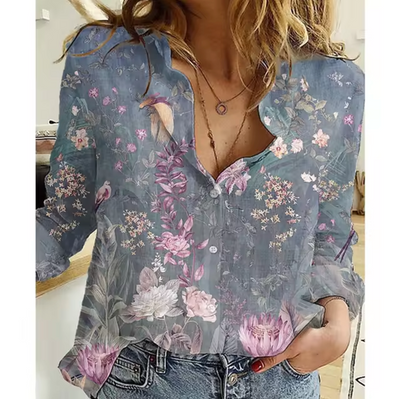 Blusa con estampado floral de fresia