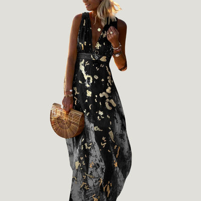 Albina - Robe à col en V lisse ornée de paillettes