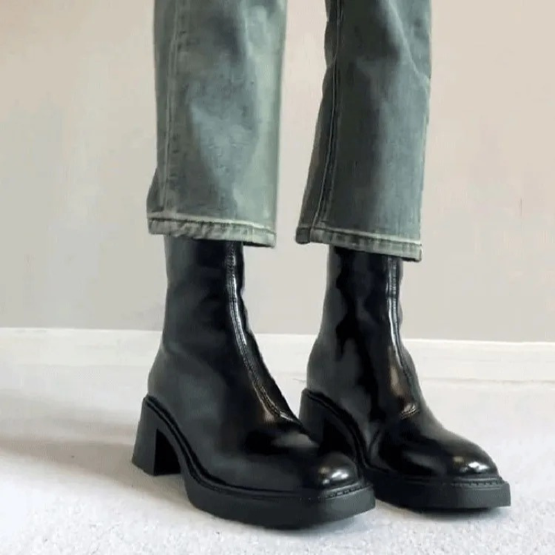 Botines de tacón cuadrado y punta cuadrada para mujer