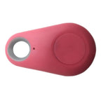 Traceur Bluetooth rose en forme de goutte, avec un trou pour attache. Accessoire de localisation pour clés, sac ou objets personnels.