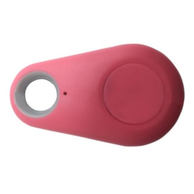 Traceur Bluetooth rose en forme de goutte, avec un trou pour attache. Accessoire de localisation pour clés, sac ou objets personnels.