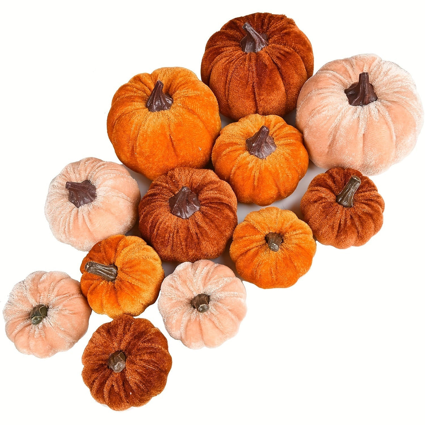 PumpkinPatch | 12 adet kadife yapay balkabağı - sonbahar süsü köpük & Cadılar Bayramı masa dekorasyonu