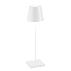 Lampe de table moderne blanche avec abat-jour conique, design minimaliste, idéale pour décoration intérieure, éclairage LED éco-énergétique.