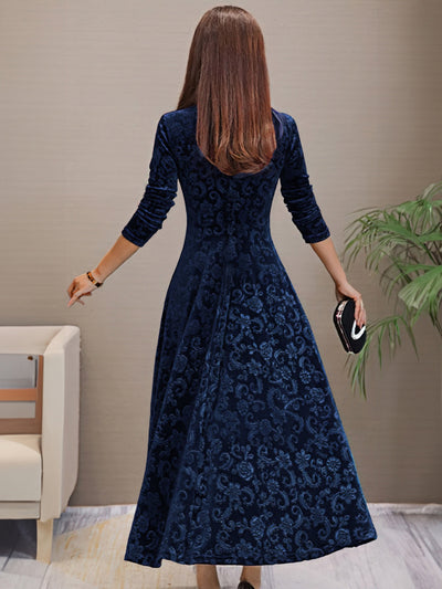 Robe en velours avec col en V pour femmes - idéale pour le printemps/été