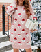 Vestido suéter casual con estampado de Papá Noel