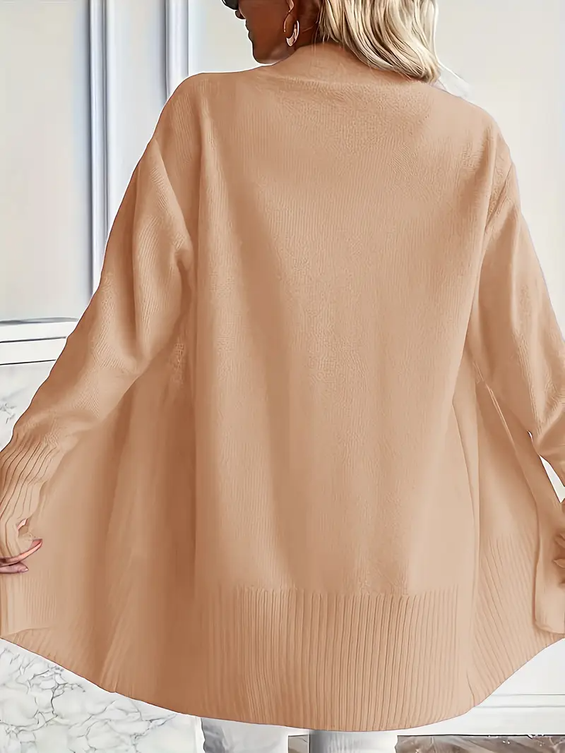 Round neck knit sweater with relaxed fit for women