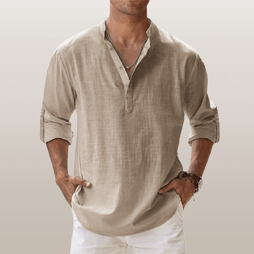 Corte relajado – Henley de lino para hombre