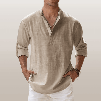 Corte relajado – Henley de lino para hombre