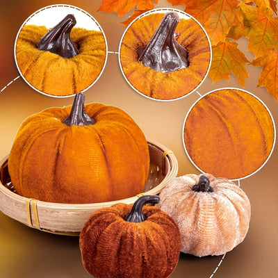 PumpkinPatch | 12 adet kadife yapay balkabağı - sonbahar süsü köpük & Cadılar Bayramı masa dekorasyonu
