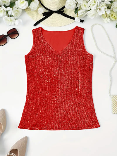 HAWA | Top con scollo a V e paillettes