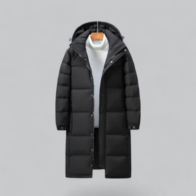 Chaqueta larga abotonada para hombre | Con capucha