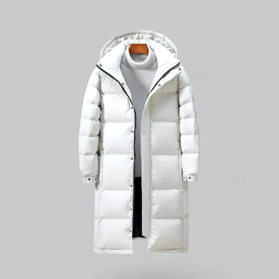 Chaqueta larga abotonada para hombre | Con capucha