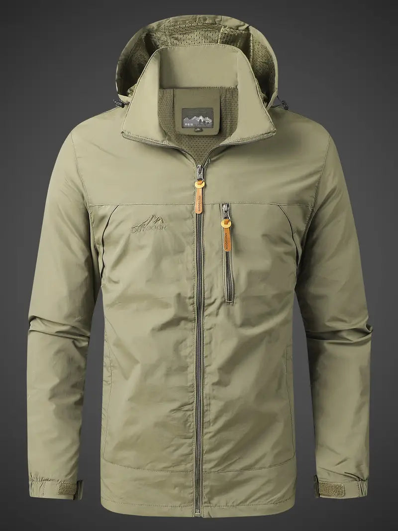 Veste de pluie imperméable pour hommes avec capuche et poches zippées pour l'extérieur