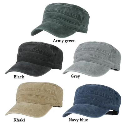 Gorra militar retro para hombre: estilo clásico y detalles modernos.