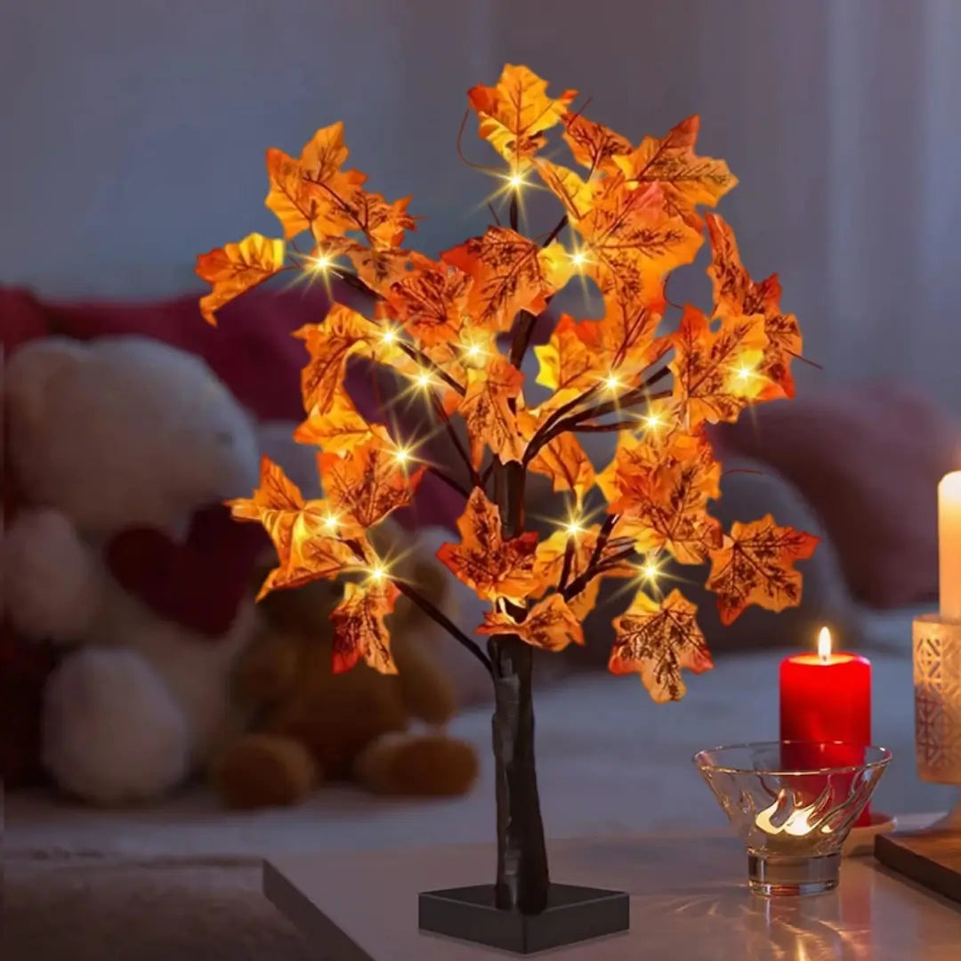 LED ışıklı yapay akçaağaç şeklinde lamba - Cadılar Bayramı ve Noel dekorasyonu için mükemmel