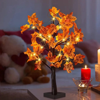 LED ışıklı yapay akçaağaç şeklinde lamba - Cadılar Bayramı ve Noel dekorasyonu için mükemmel