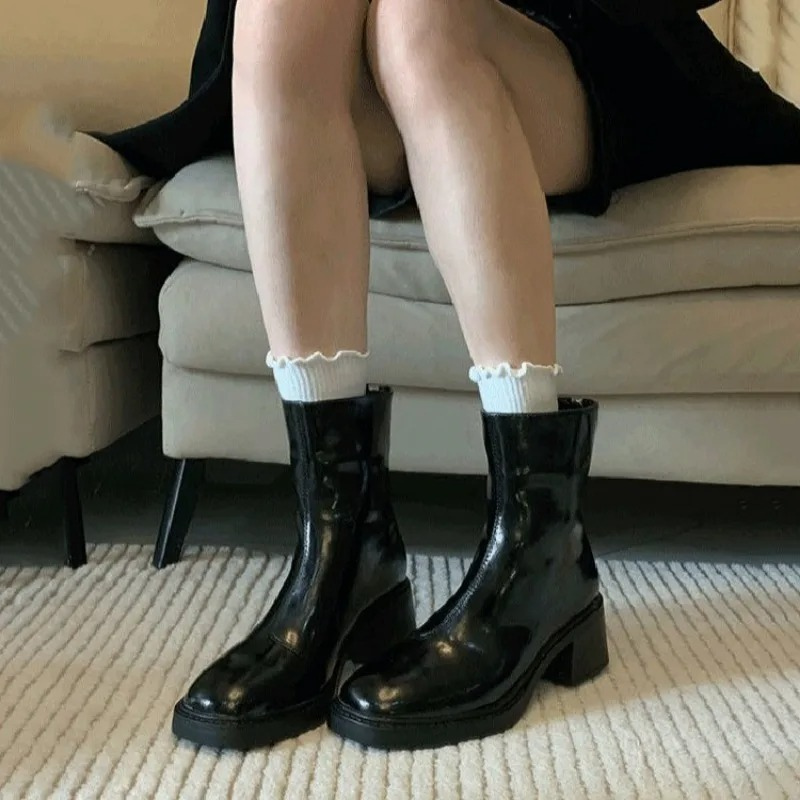 Botines de tacón cuadrado y punta cuadrada para mujer