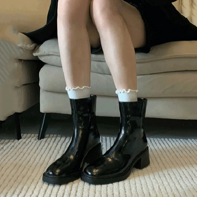 Botines de tacón cuadrado y punta cuadrada para mujer