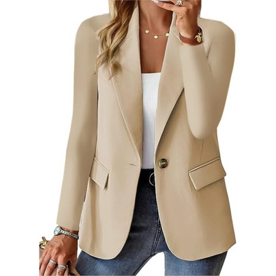 Blazer informal de manga larga con bolsillos ajustados y hebilla para mujer