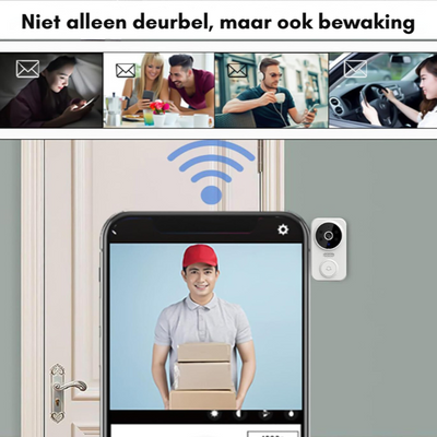Sonnette WiFi intelligente avec caméra et alarme - Sécurité en HD - Design blanc