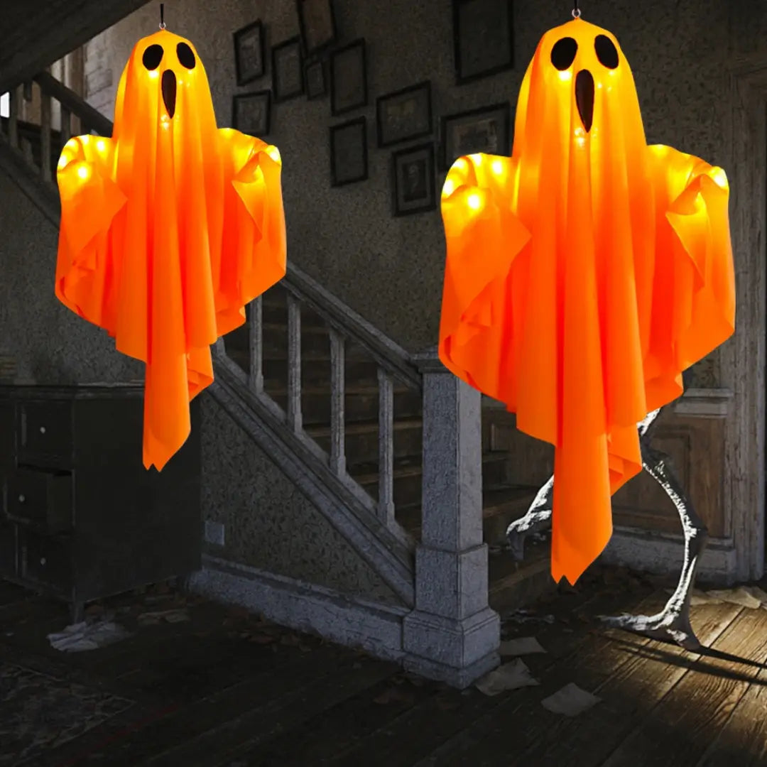 Halloween Beyaz Parlayan Hayalet - LED Işıklı Asılı Dekorasyon ile Büyülü Işıklar