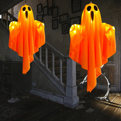 Halloween Beyaz Parlayan Hayalet - LED Işıklı Asılı Dekorasyon ile Büyülü Işıklar