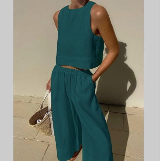 Heather - Conjunto sin mangas con pantalones para mujer