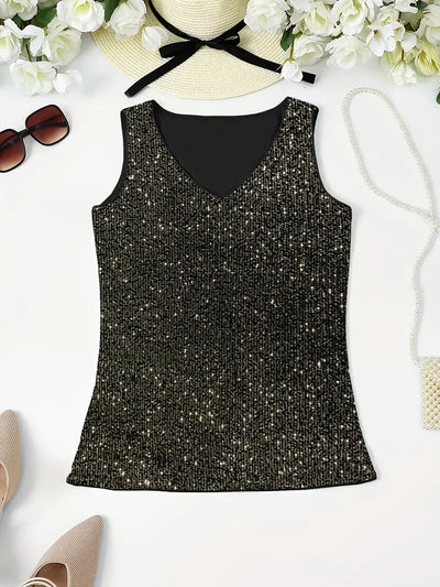 HAWA | Top con scollo a V e paillettes