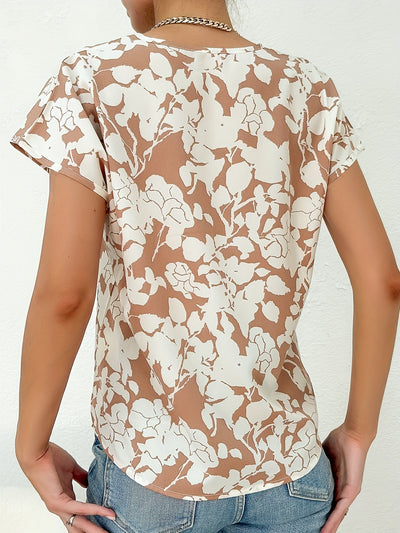 Blusa floral con escote en pico