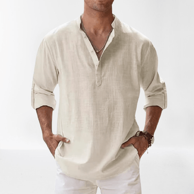 Corte relajado – Henley de lino para hombre