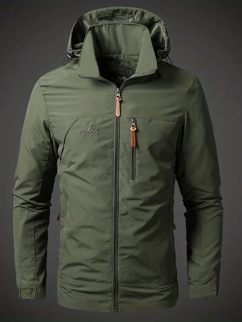 Veste de pluie imperméable pour hommes avec capuche et poches zippées pour l'extérieur