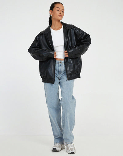 Veste en cuir surdimensionnée et élégante - Confortable et tendance pour tous les jours