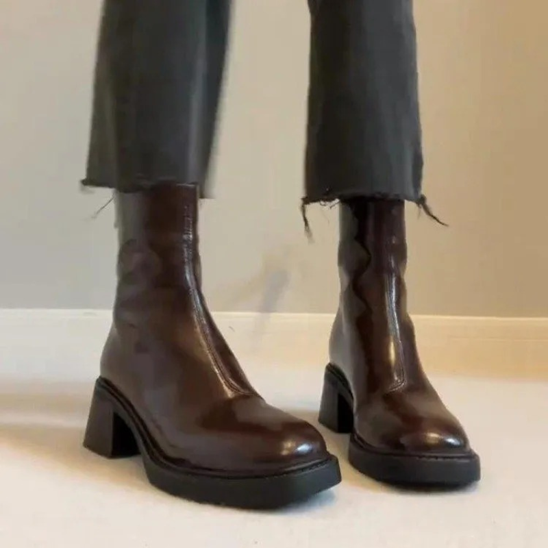 Botines de tacón cuadrado y punta cuadrada para mujer