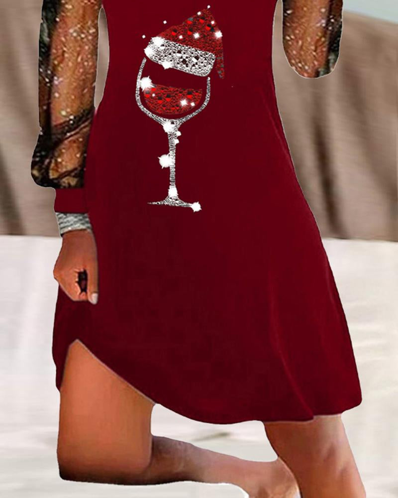 Robe de Noël avec impression de verre à vin