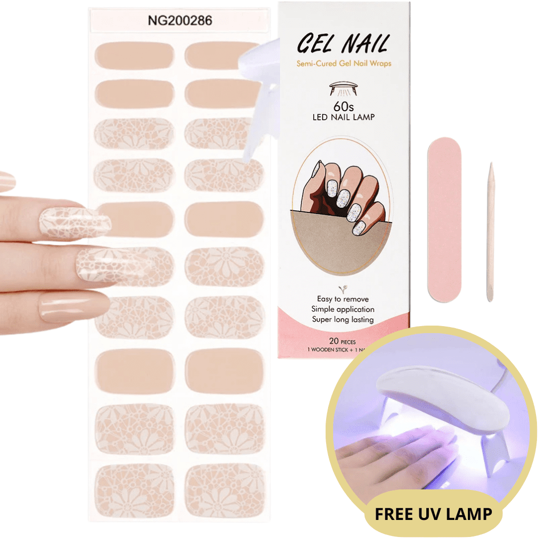 Set d'autocollants pour ongles en gel avec lampe UV