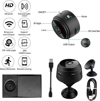 Eyecam Mini Caméra Espion - Caméra de sécurité compacte Wi-Fi pour la surveillance d'intérieur