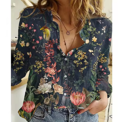 Blusa con estampado floral de fresia
