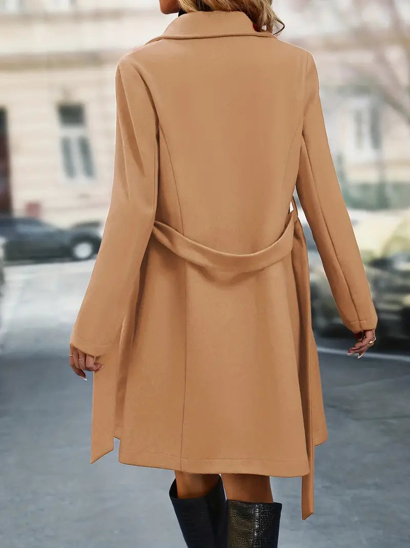 Gabardina elegante de mujer con doble fila de botones